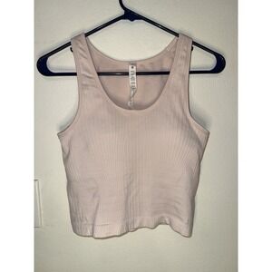 Lululemon Ebb to Street Cropped Tank Top Ribbed Strawberry Milkshake Sz 6
